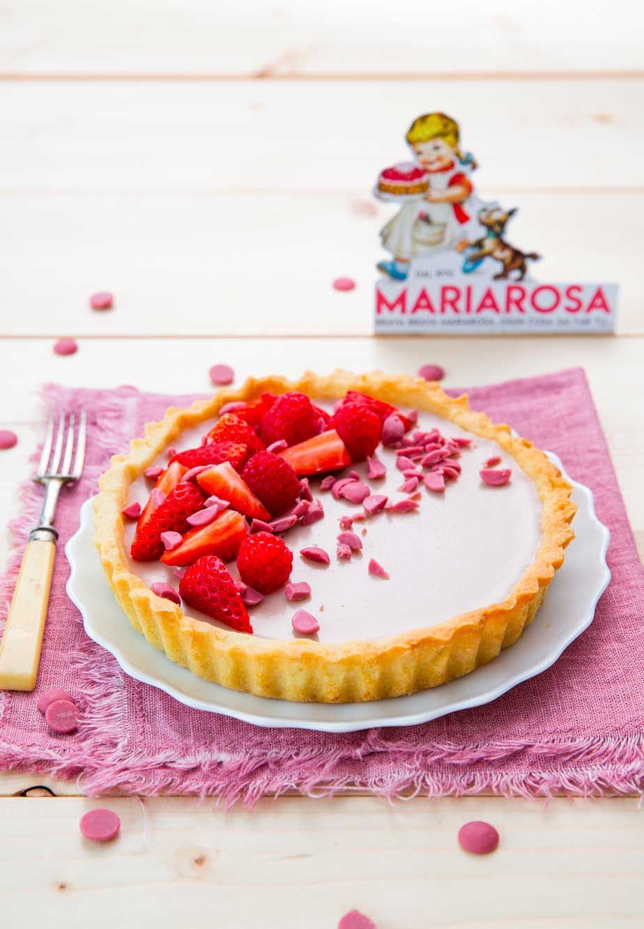 Tartellette con panna cotta e cioccolato Ruby