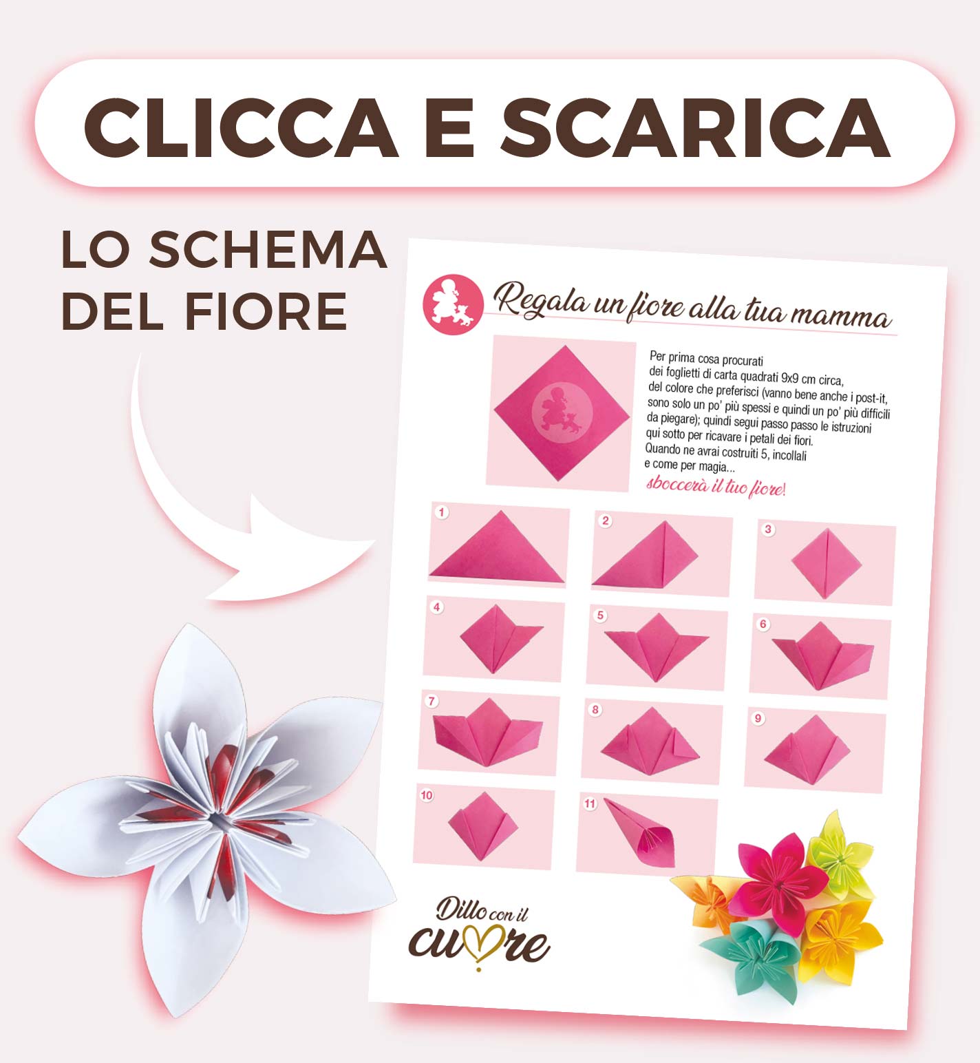 PULSANTE PER SCARICARE ISTRUZIONI ORIGAMI FIORI DI CARTA