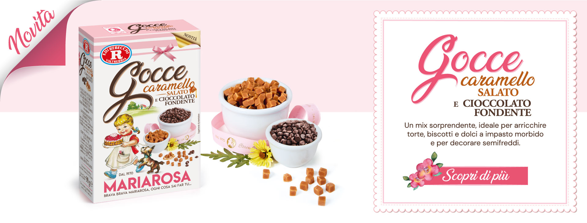 Gocce caramello salato e cioccolato fondente