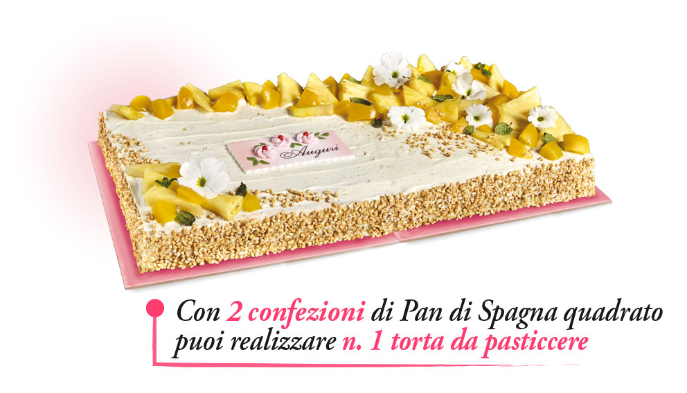 Puoi realizzare 1 torta da pasticcere con 2 confezioni di Pan di Spagna Mariarosa