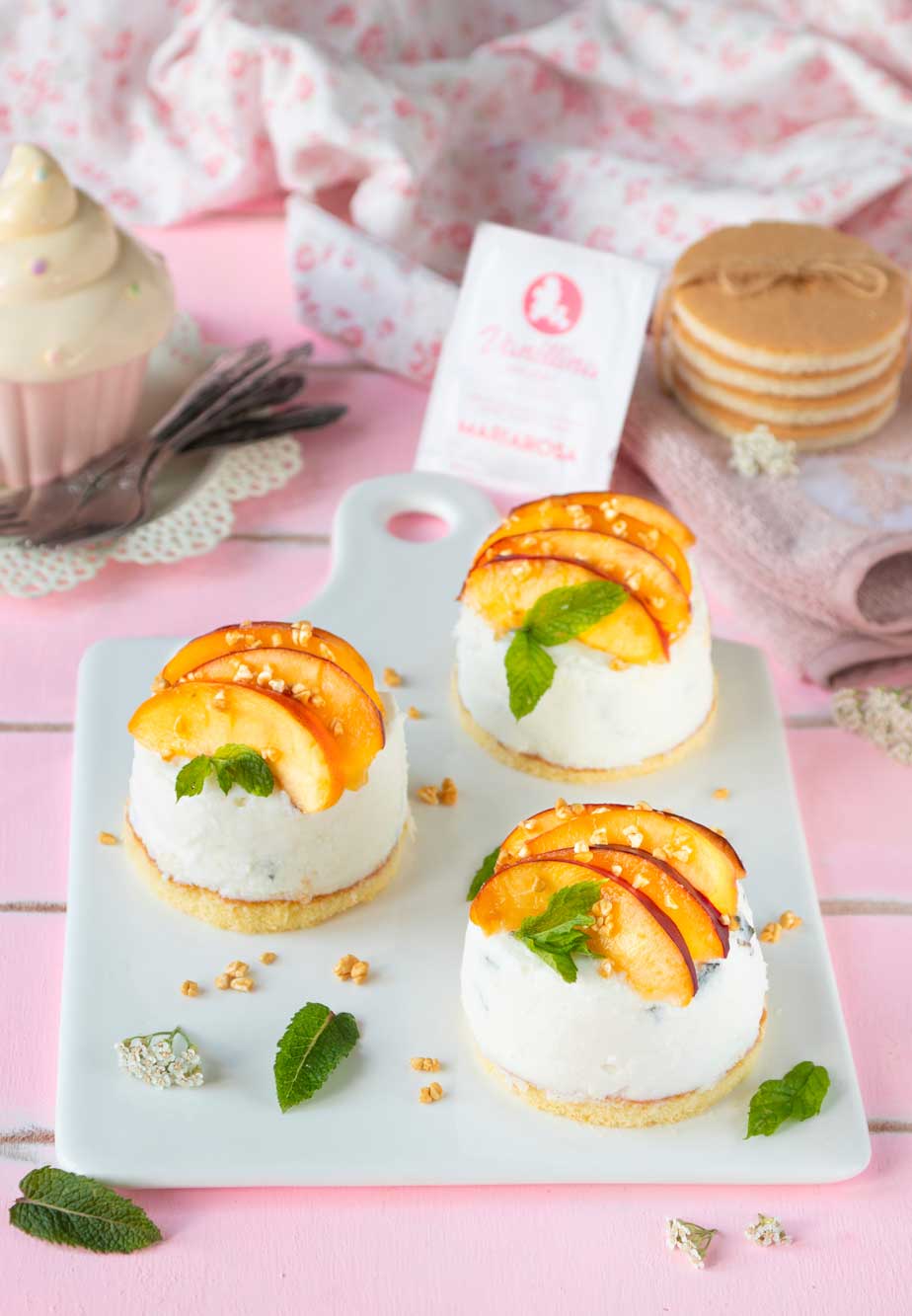 Cheesecake pesche e menta
