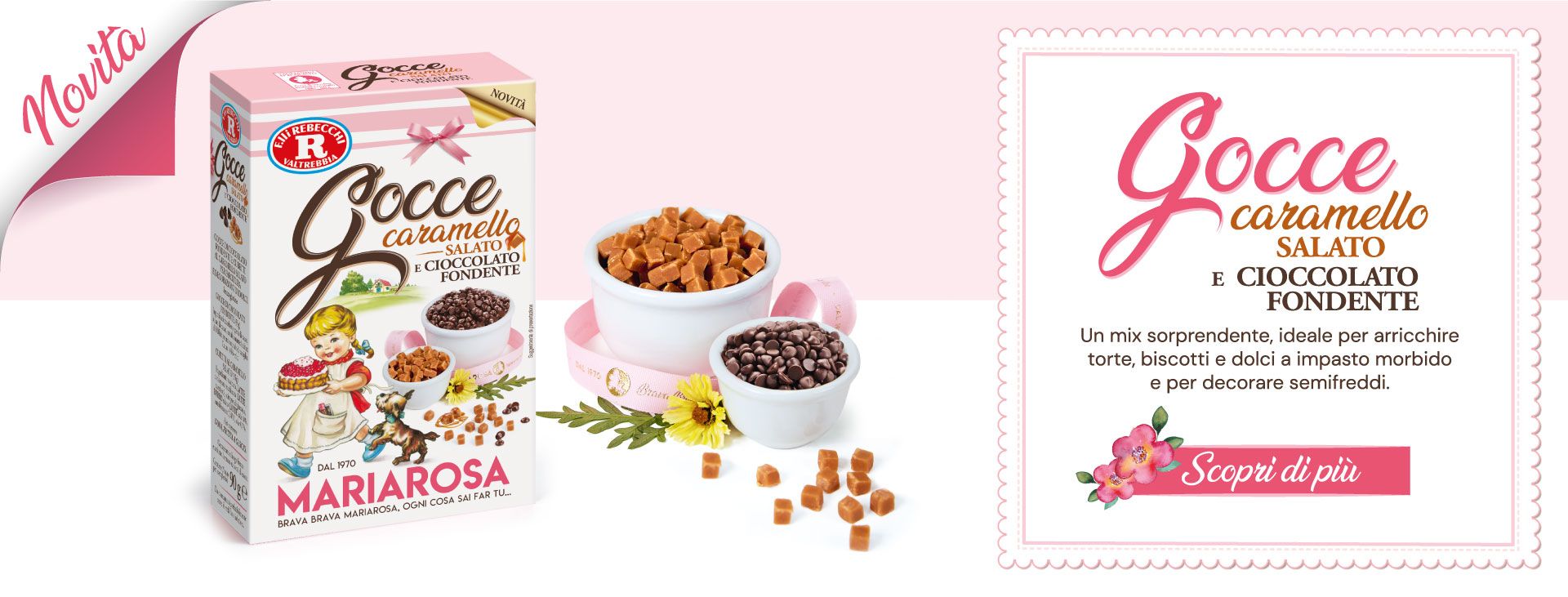 Gocce caramello salato e cioccolato fondente